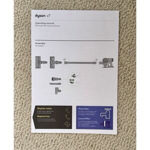 Dyson V7 Operating Paper Manual Gives Assembly Steps & Maintenance Instructions